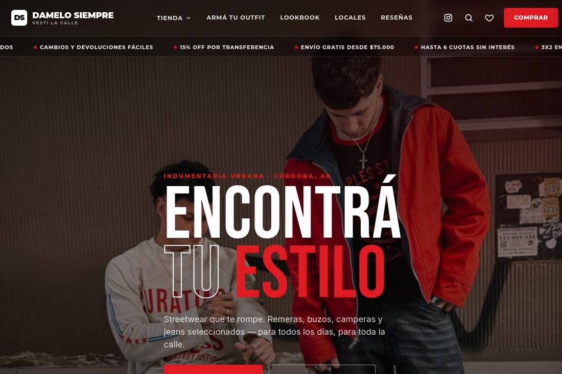 Captura de la tienda Damelo Siempre